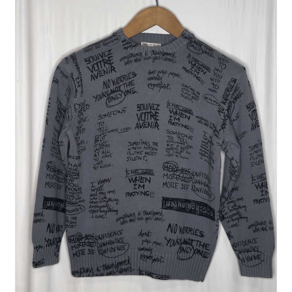Size Small - Zara All Over Print Sweater Blue